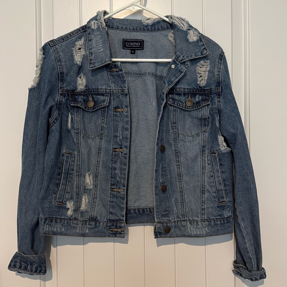 CI SONO Distressed Blue Denim Jacket